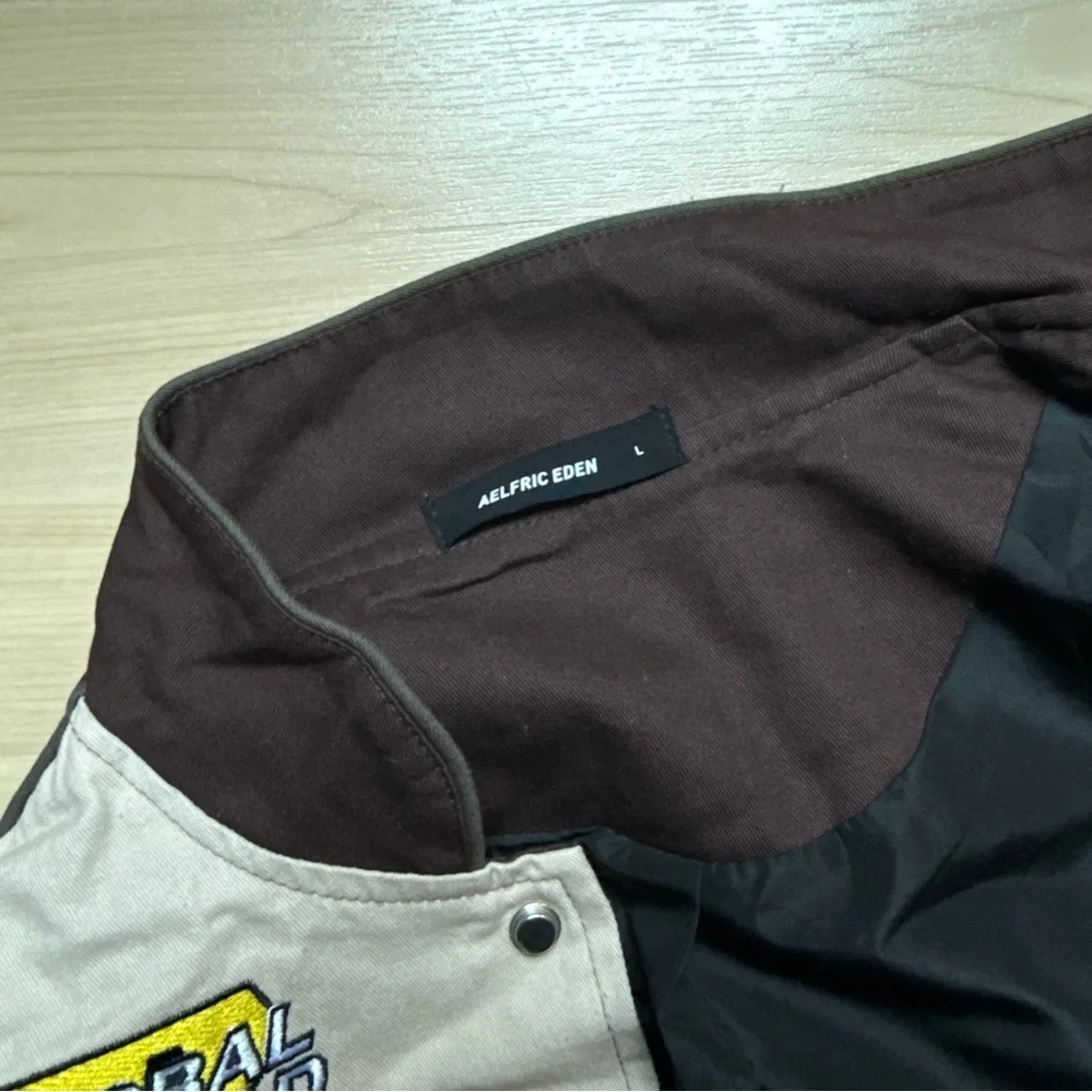 Aelfric Eden Brown and Cream Bomber Jacket - Picture 2 of 3
